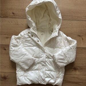 Crewcuts Metallic White Kids Puffer Coat